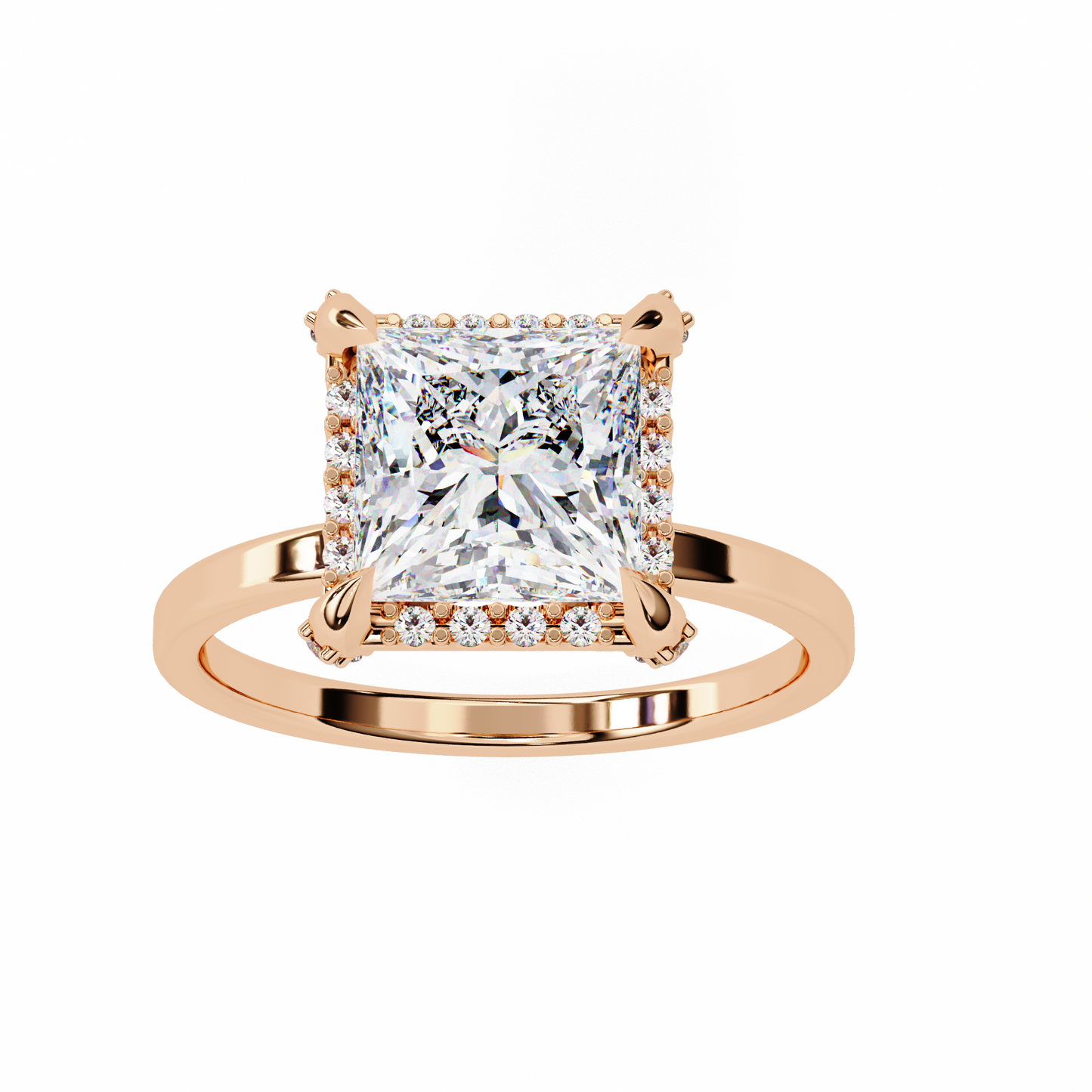 Princess Cut Lab Diamond Solitaire Halo Ring - HIGHCARAT DIAMONDS