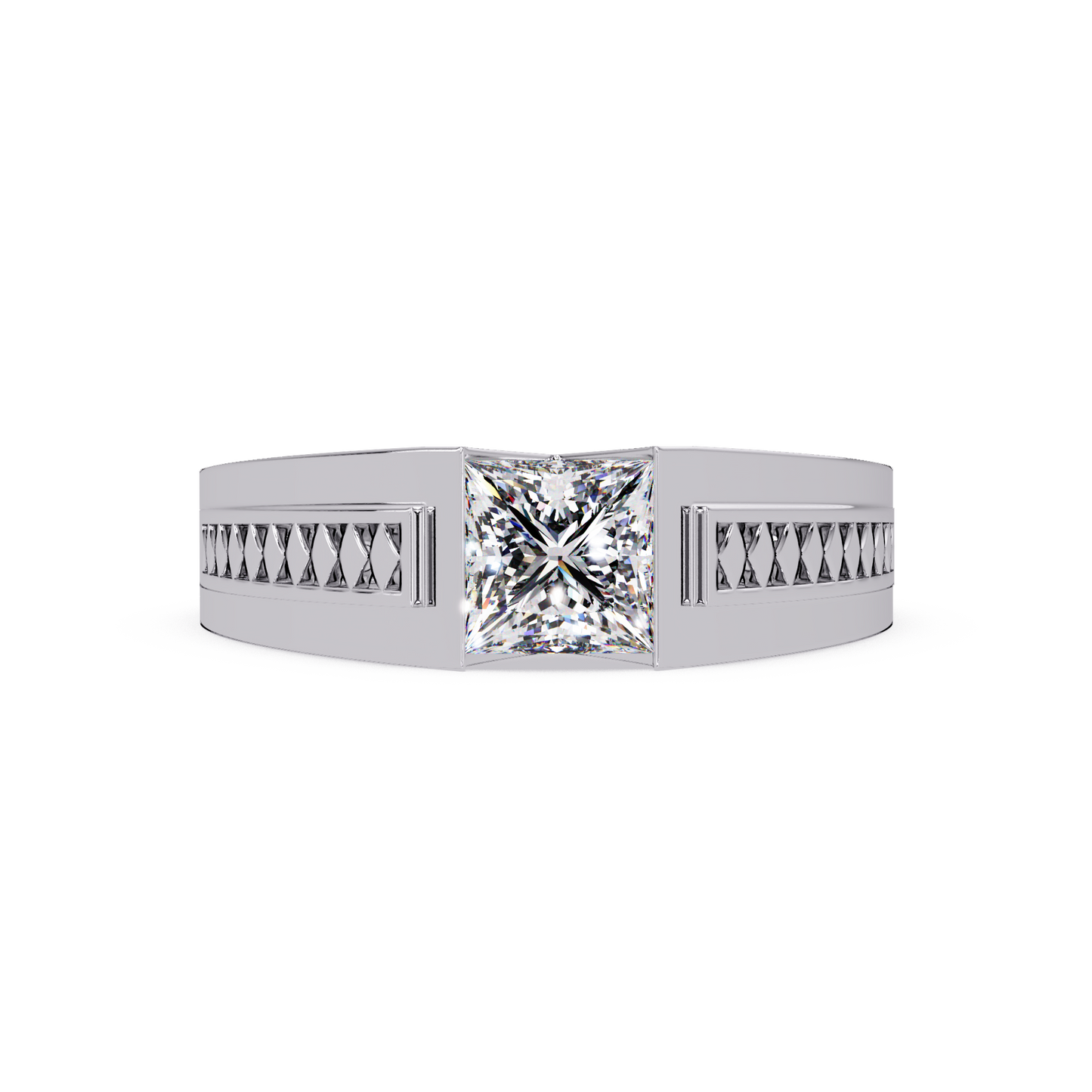 Princess Cut Lab Diamond Men's Geometric Ring - HIGHCARAT DIAMONDS