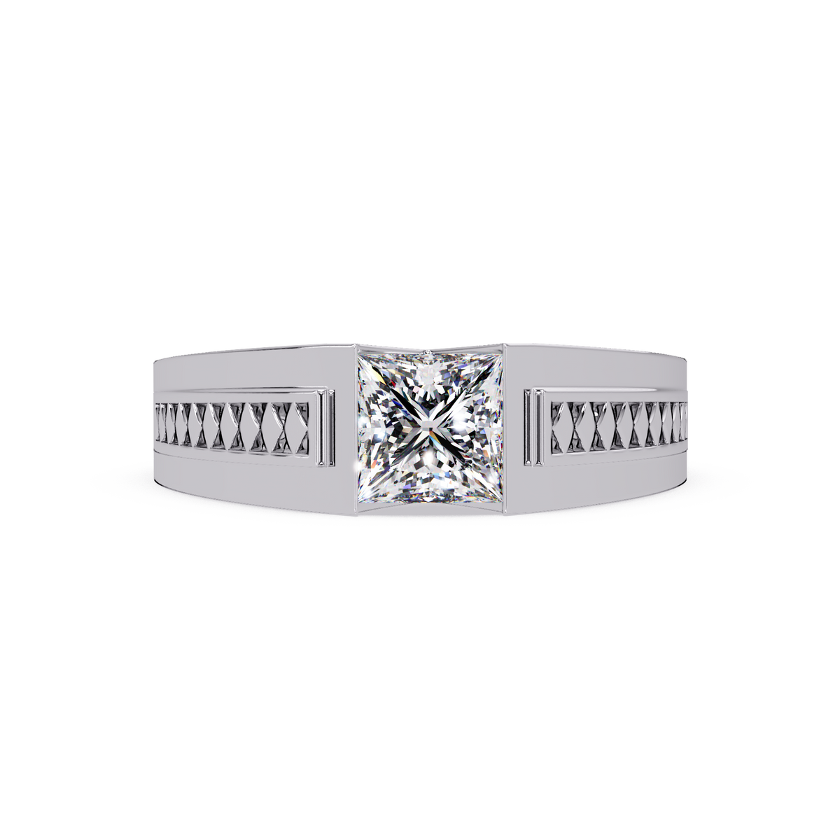 Princess Cut Lab Diamond Men's Geometric Ring - HIGHCARAT DIAMONDS