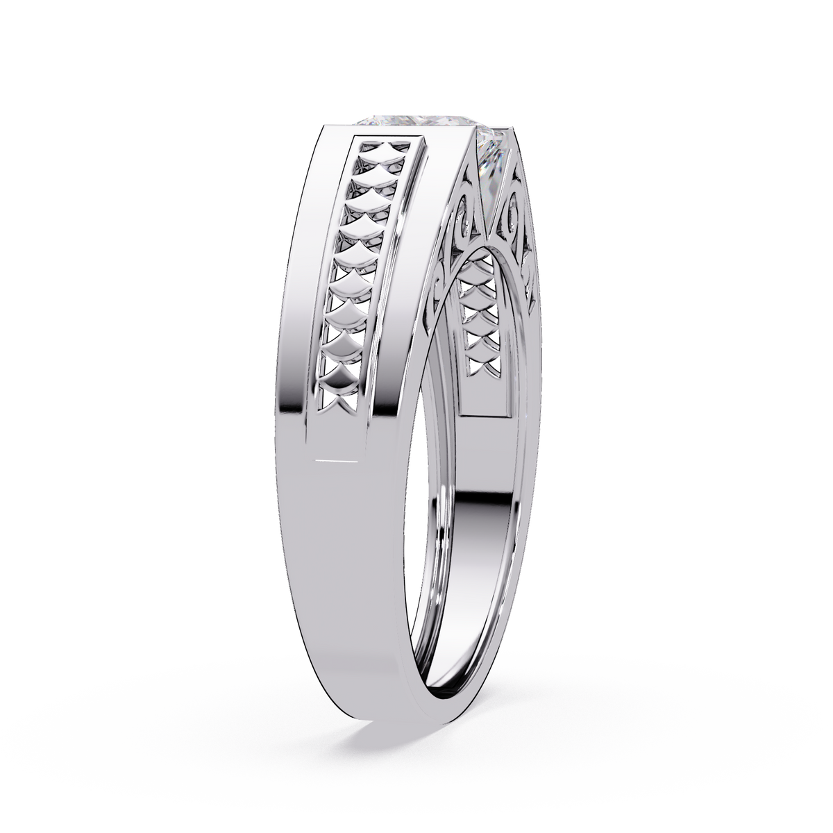 Princess Cut Lab Diamond Men's Geometric Ring - HIGHCARAT DIAMONDS