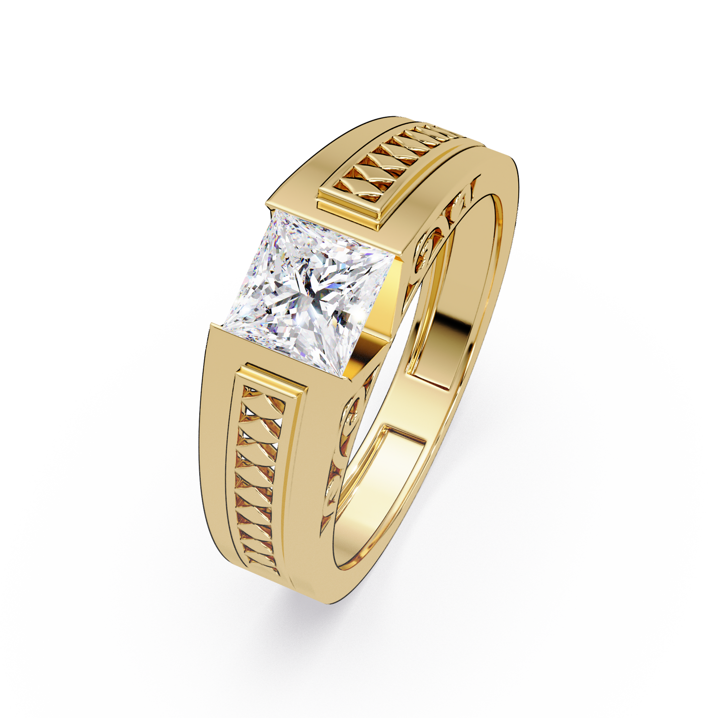 Princess Cut Lab Diamond Men's Geometric Ring - HIGHCARAT DIAMONDS
