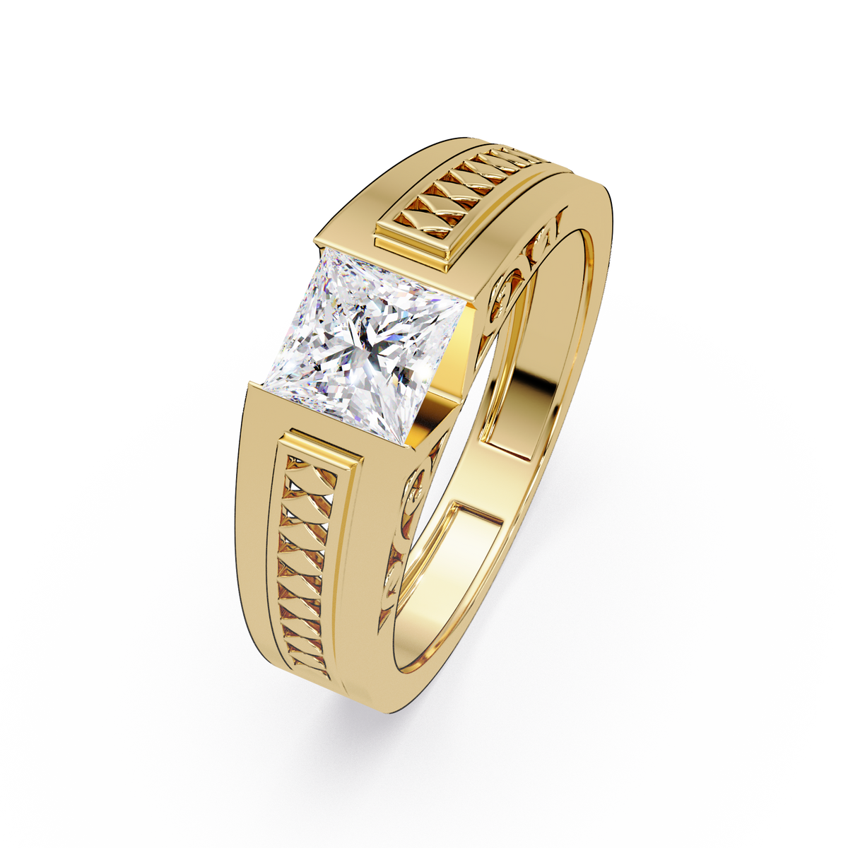 Princess Cut Lab Diamond Men's Geometric Ring - HIGHCARAT DIAMONDS