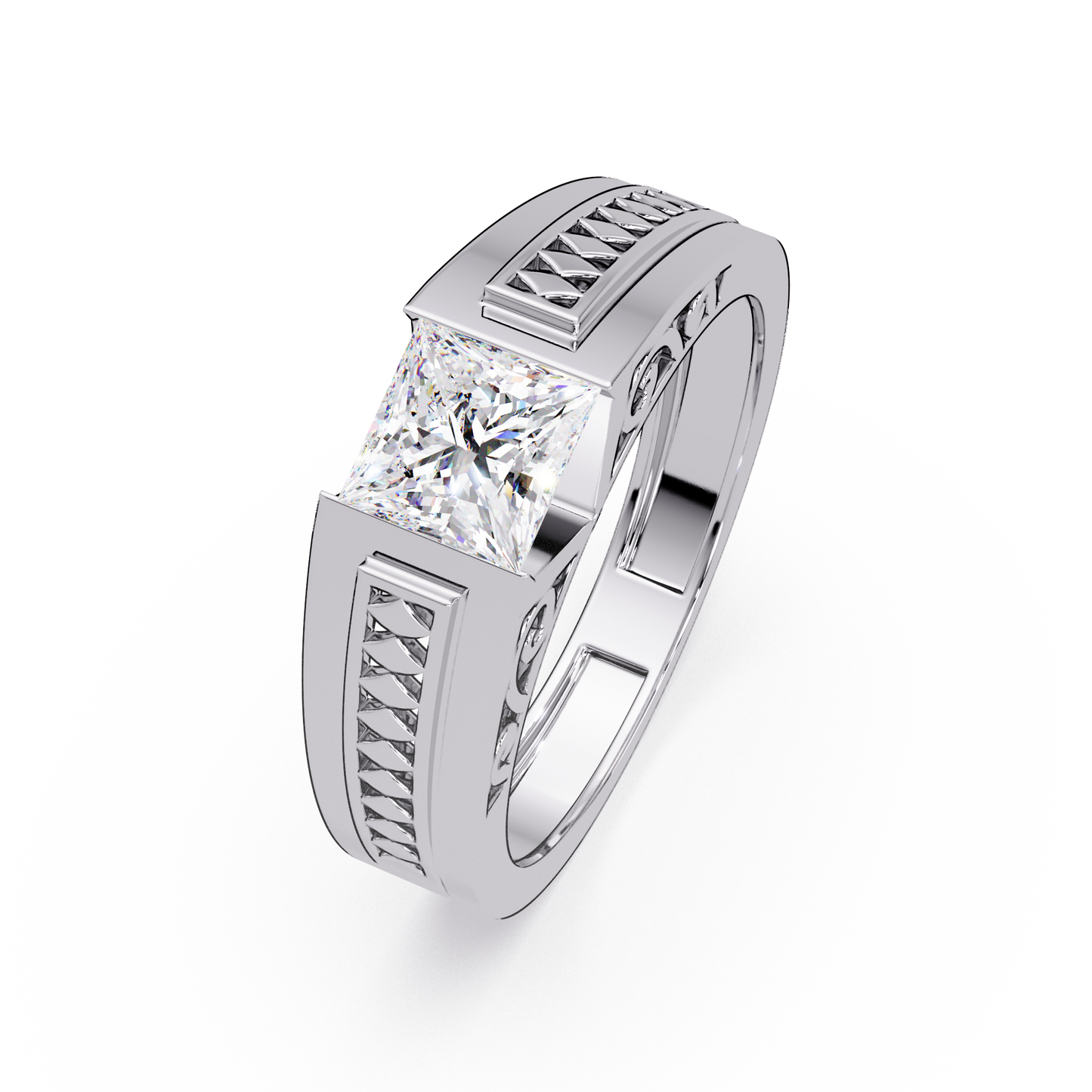 Princess Cut Lab Diamond Men's Geometric Ring - HIGHCARAT DIAMONDS