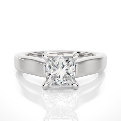 Princess Cut Lab Diamond Solitaire Engagement Ring with polished band design