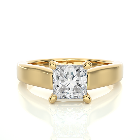 Solitaire Engagement Ring featuring princess cut lab grown diamond center stone