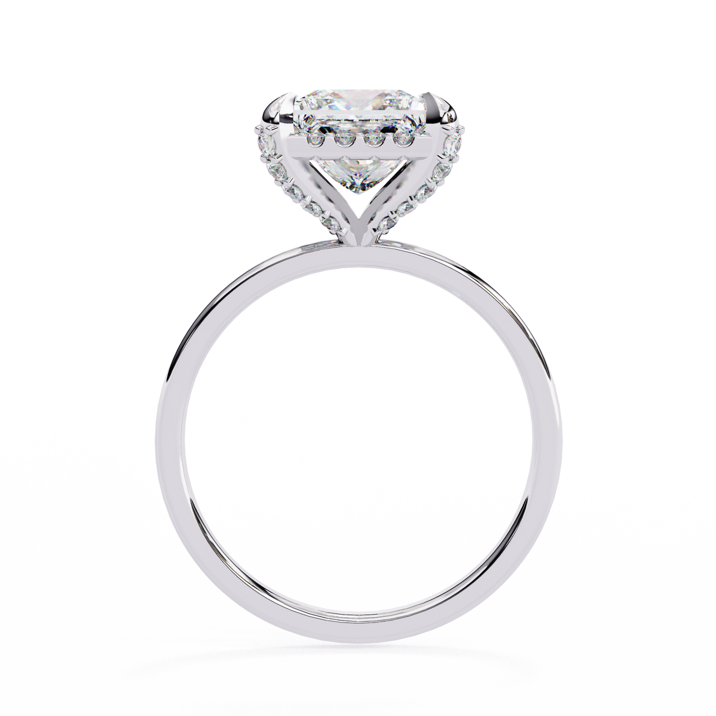 Princess Cut Lab Diamond Solitaire Halo Ring