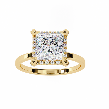 Princess Cut Lab Diamond Solitaire Halo Ring