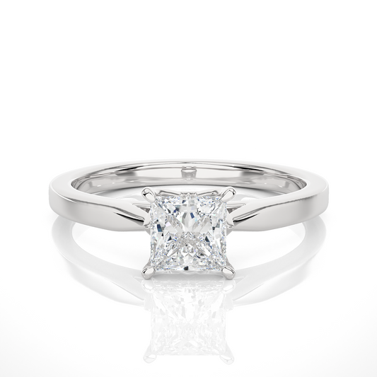 Princess Cut Lab Diamond Wedding Ring with polished band design