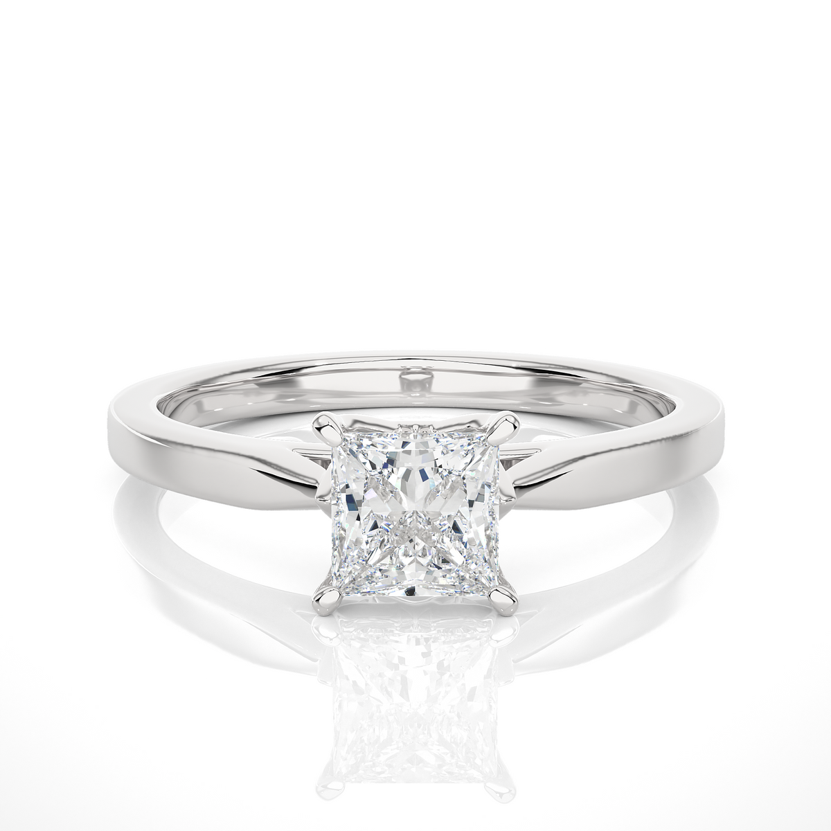 Princess Cut Lab Diamond Wedding Ring with polished band design