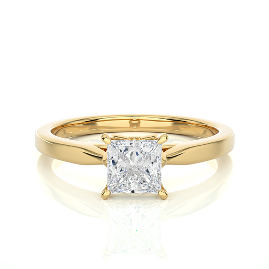 Wedding Ring featuring princess cut lab grown diamond center stone