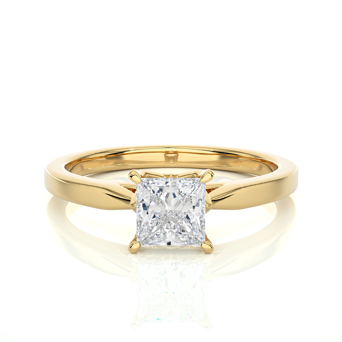 Wedding Ring featuring princess cut lab grown diamond center stone