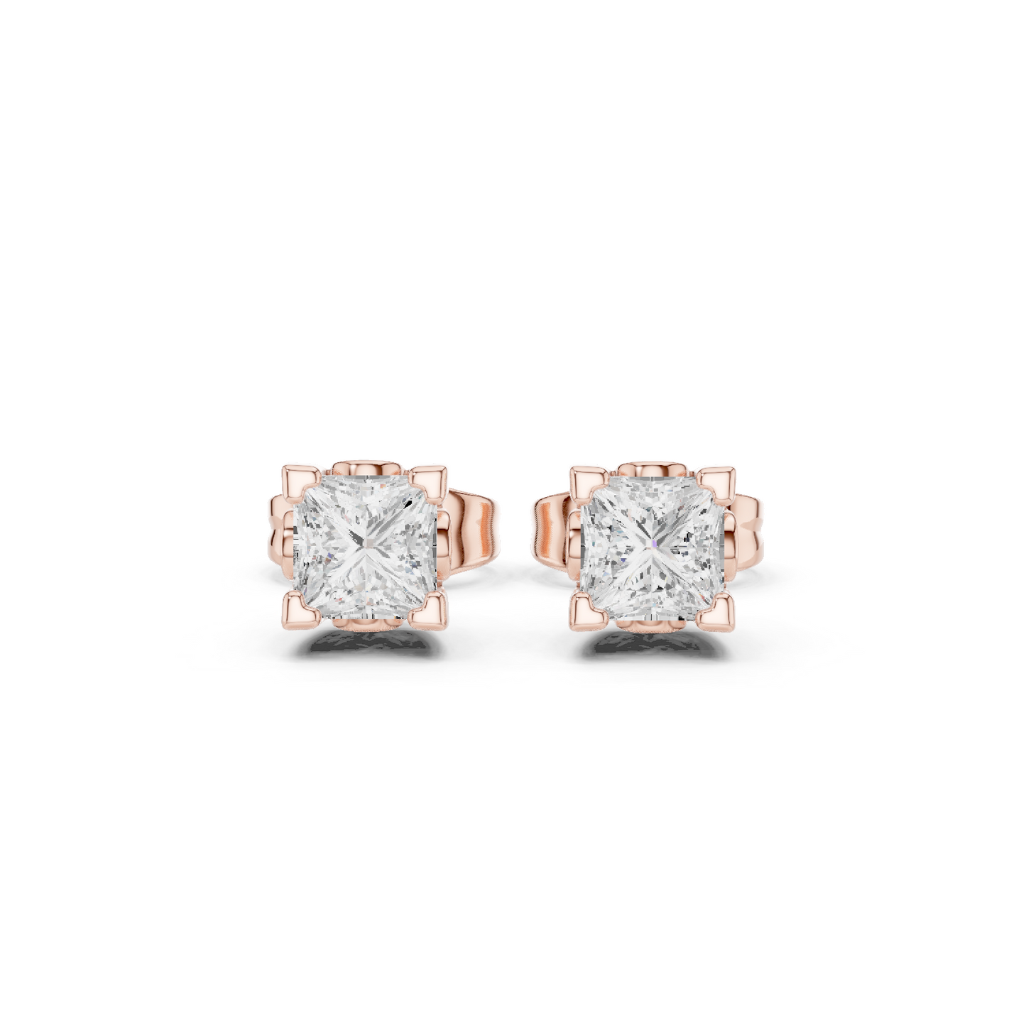 14k Solid Rose Gold Princess Cut Lab Grown Diamond Classic Look For Her Anniversary Gift - HIGHCARAT DIAMONDS