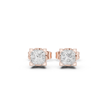 14k Solid Rose Gold Princess Cut Lab Grown Diamond Classic Look For Her Anniversary Gift - HIGHCARAT DIAMONDS