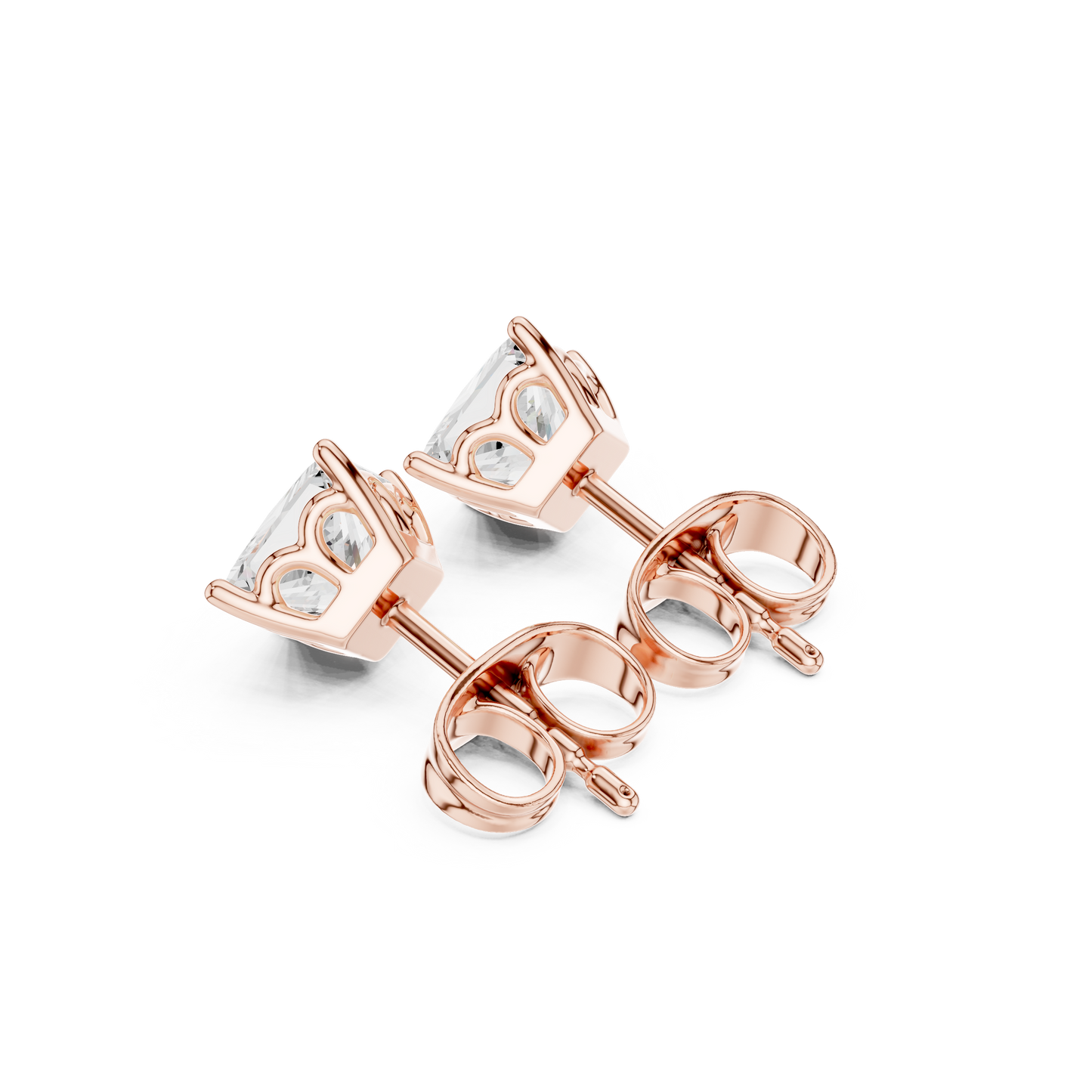 Princess Cut Lab Grown Diamond 18k Solid Gold Party Wear Studs Earrings For Anniversary Gift