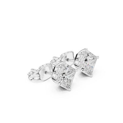 Princess Cut Lab Grown Diamond 18k Solid Gold Party Wear Studs Earrings For Anniversary Gift