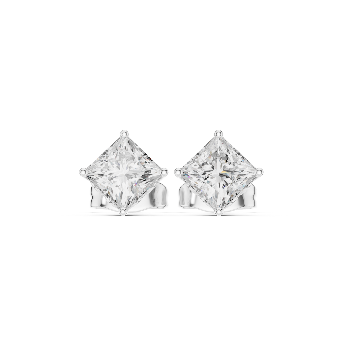 Princess Cut Lab Grown Diamond 18k Solid Gold Party Wear Studs Earrings For Anniversary Gift