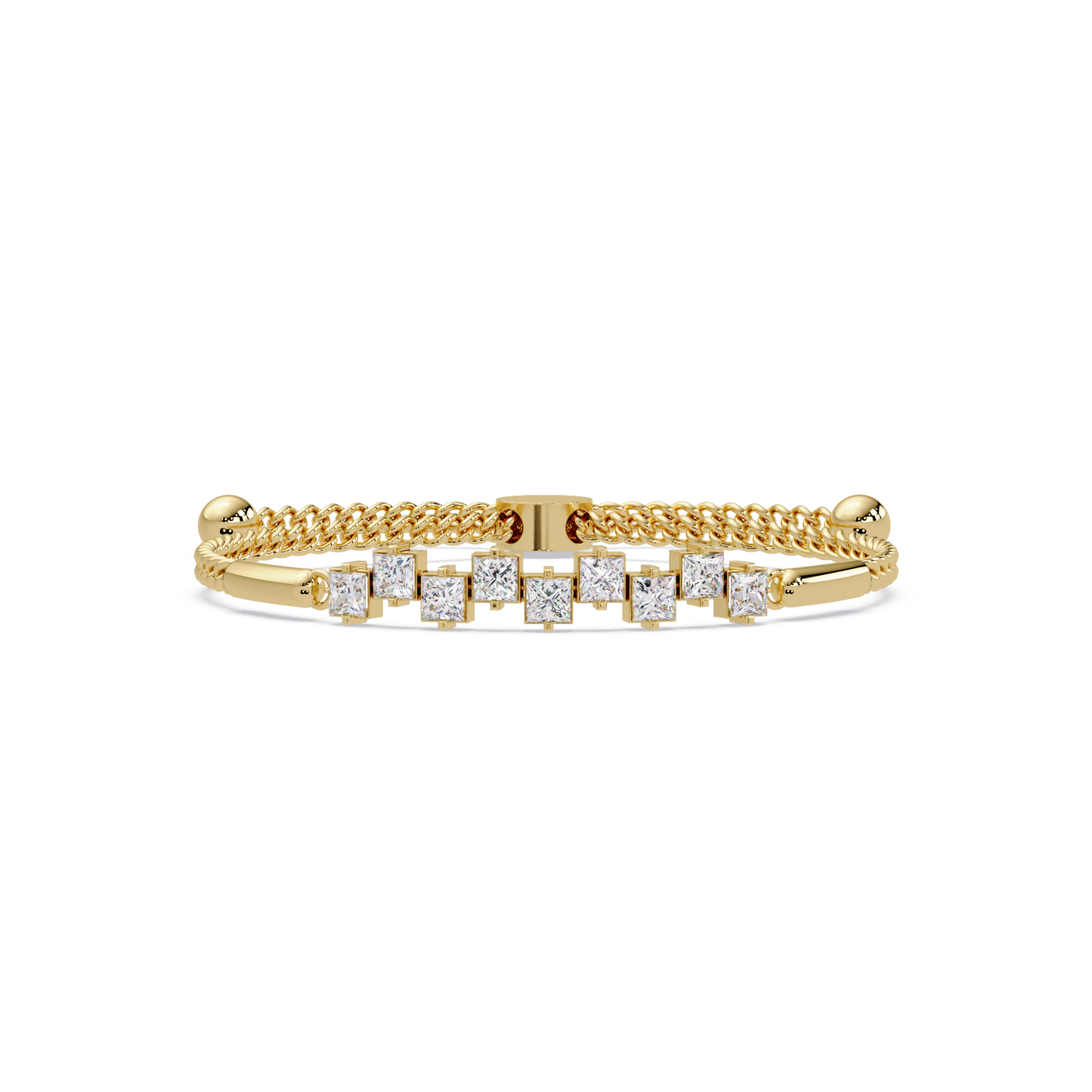 Princess Cut Lab Grown Diamond Adjustable Bracelet - HIGHCARAT DIAMONDS