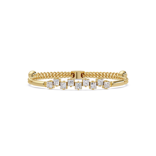 Princess Cut Lab Grown Diamond Adjustable Bracelet - HIGHCARAT DIAMONDS