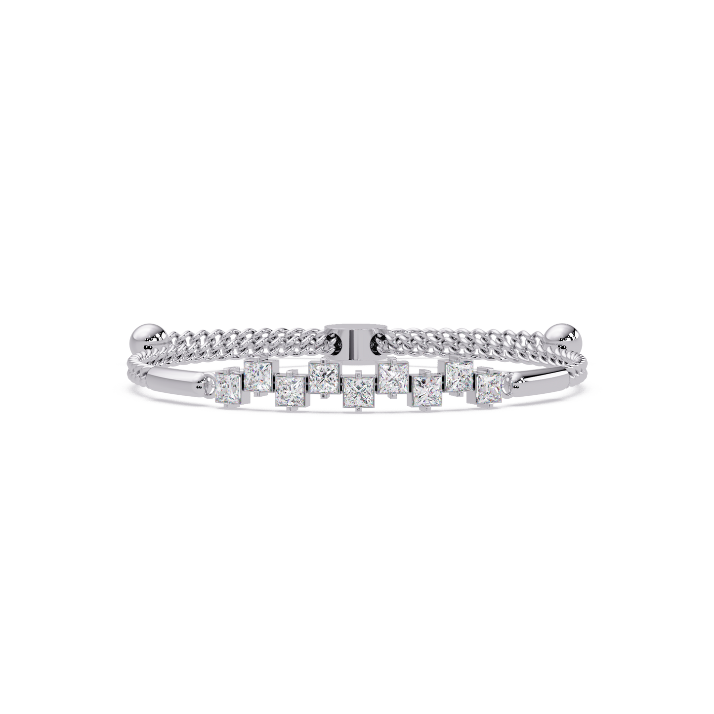 Princess Cut Lab Grown Diamond Adjustable Bracelet - HIGHCARAT DIAMONDS