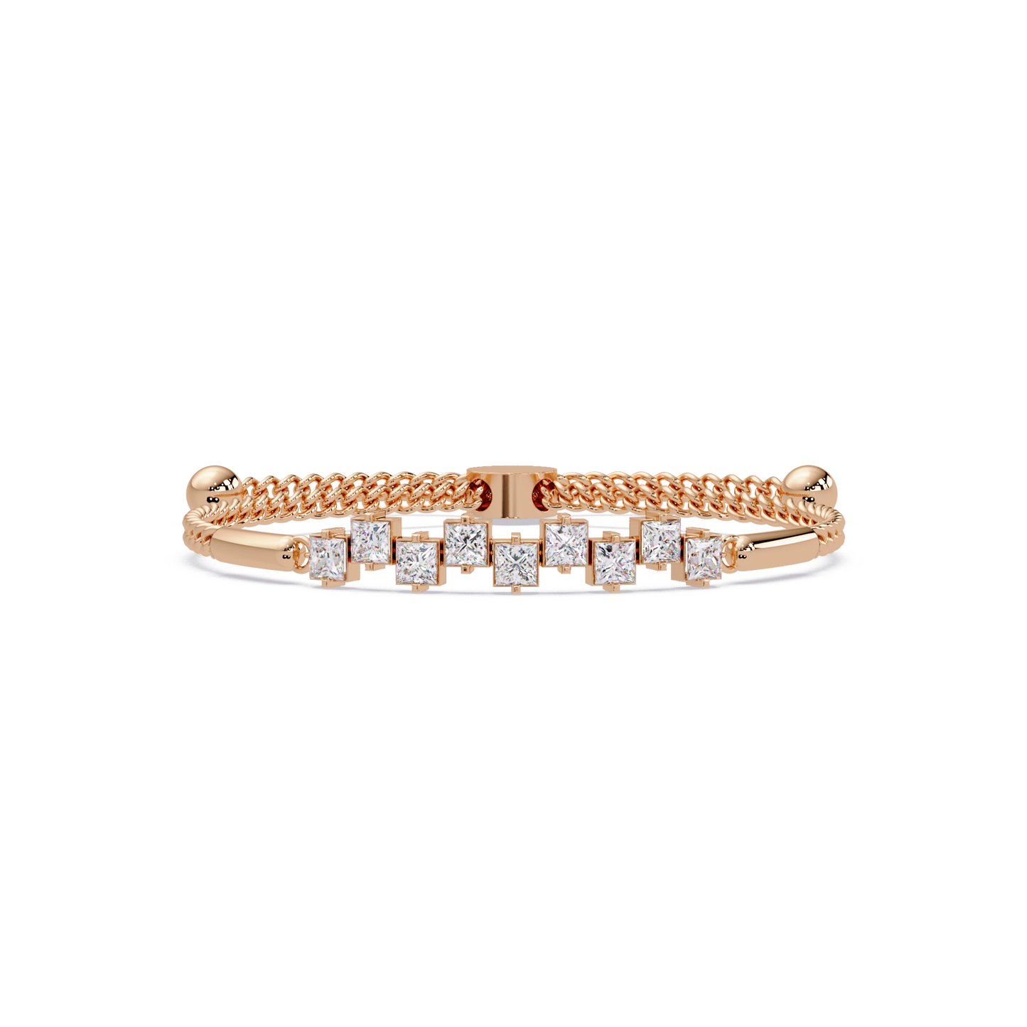 Princess Cut Lab Grown Diamond Adjustable Bracelet - HIGHCARAT DIAMONDS