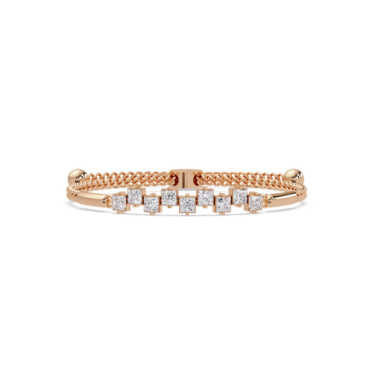 Princess Cut Lab Grown Diamond Adjustable Bracelet - HIGHCARAT DIAMONDS