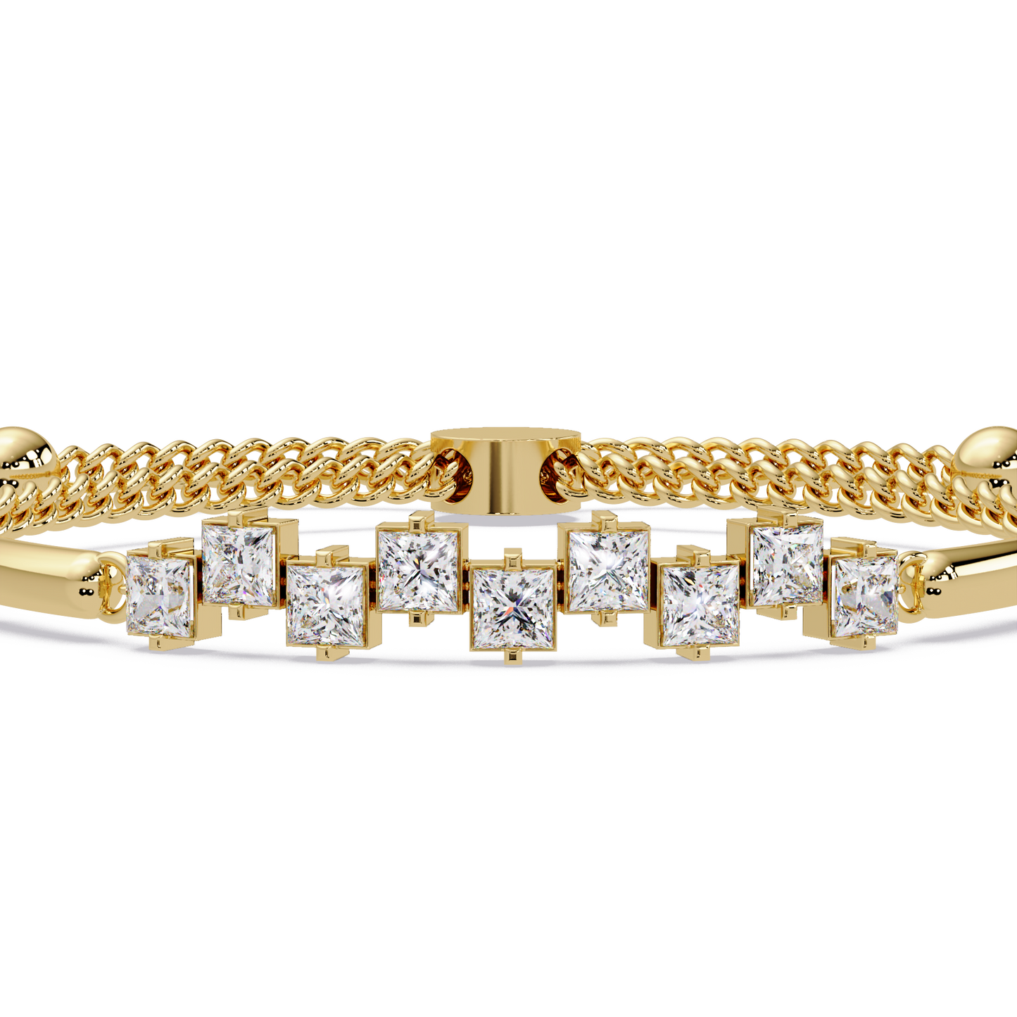 Princess Cut Lab Grown Diamond Adjustable Bracelet - HIGHCARAT DIAMONDS