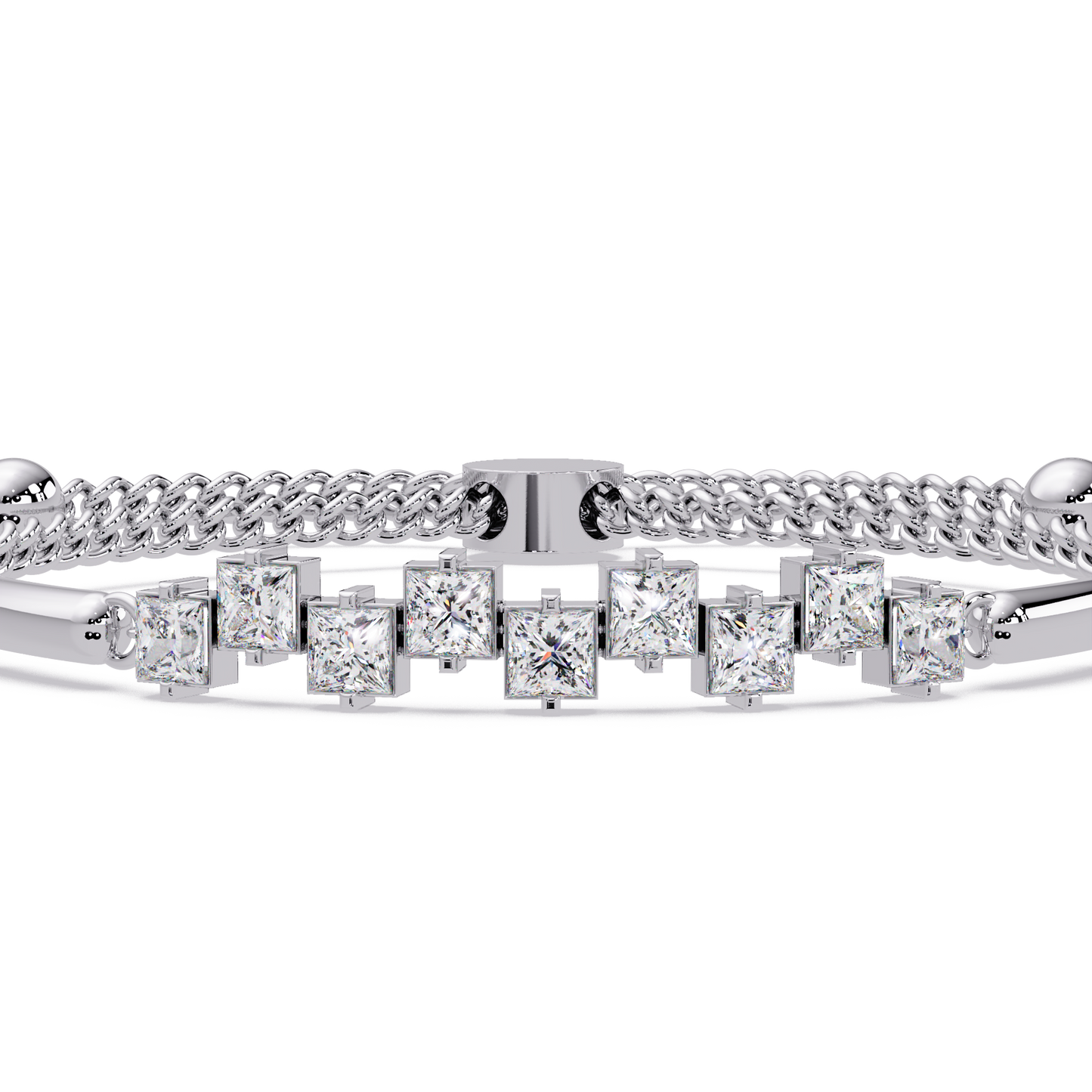 Princess Cut Lab Grown Diamond Adjustable Bracelet - HIGHCARAT DIAMONDS