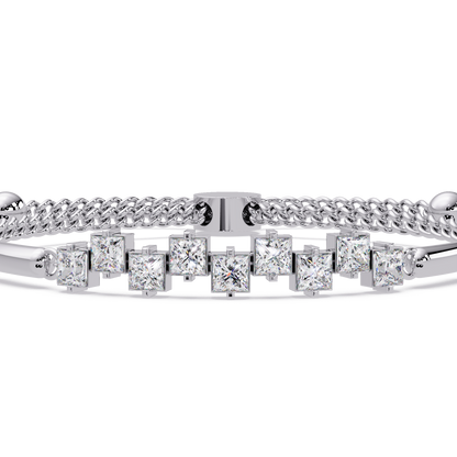 Princess Cut Lab Grown Diamond Adjustable Bracelet - HIGHCARAT DIAMONDS