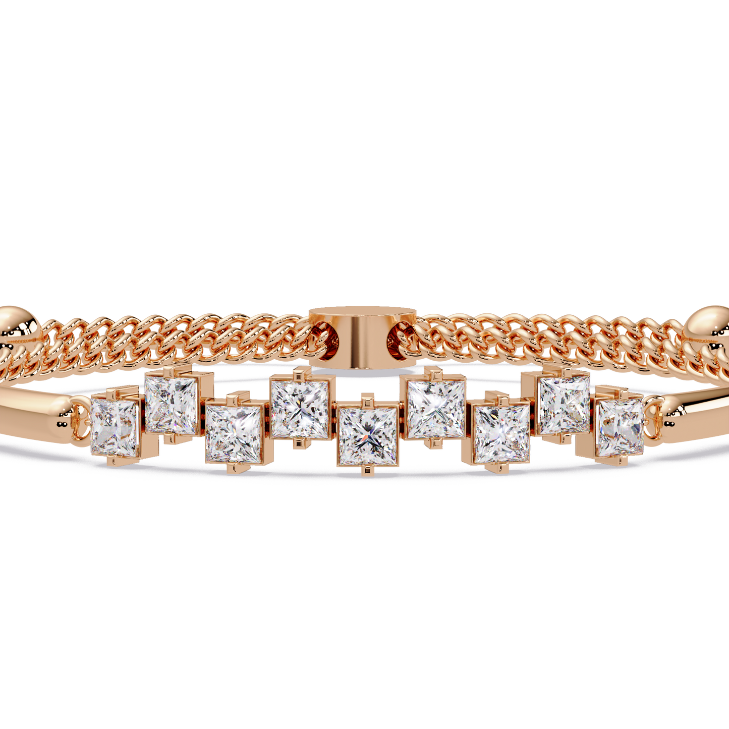 Princess Cut Lab Grown Diamond Adjustable Bracelet - HIGHCARAT DIAMONDS