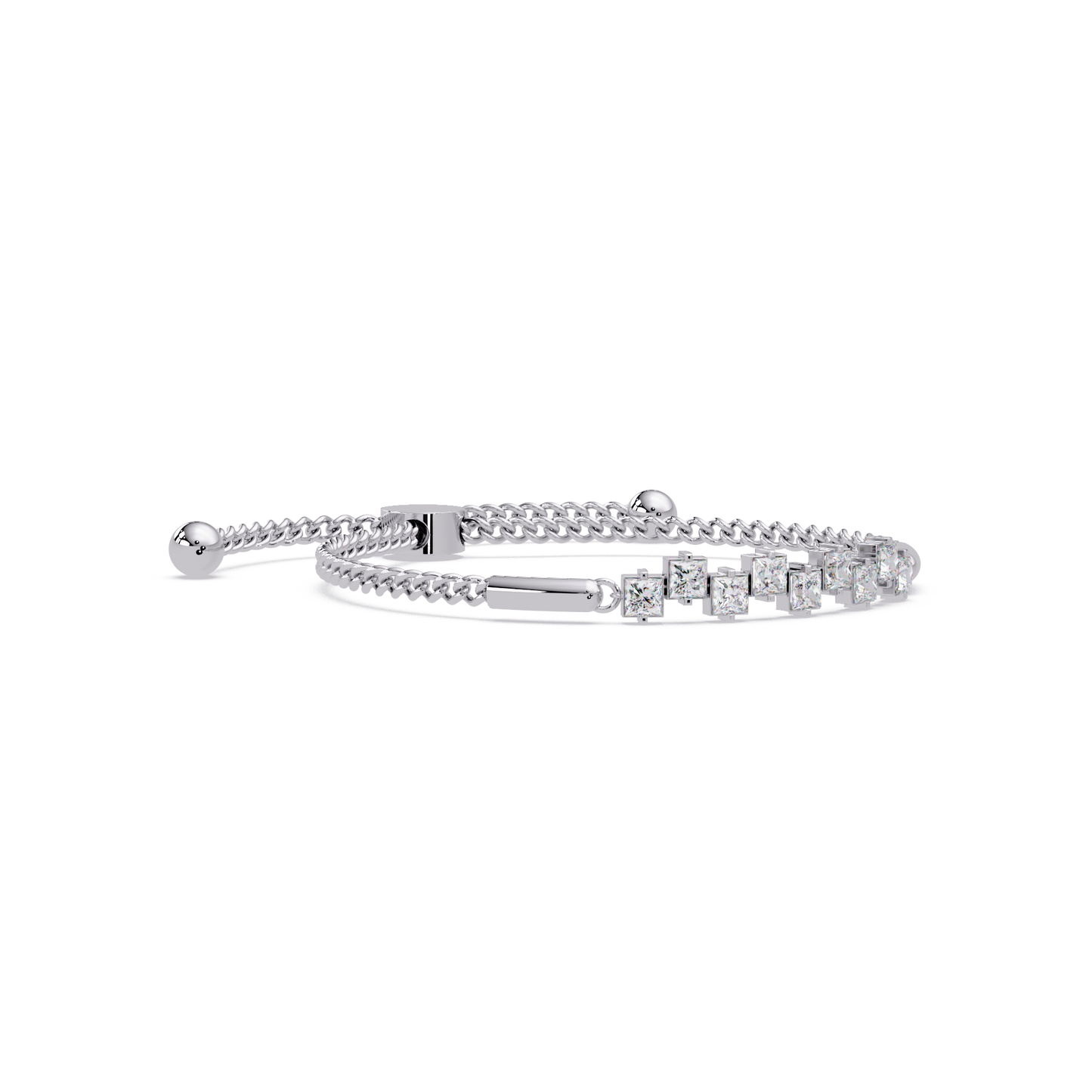 Princess Cut Lab Grown Diamond Adjustable Bracelet - HIGHCARAT DIAMONDS