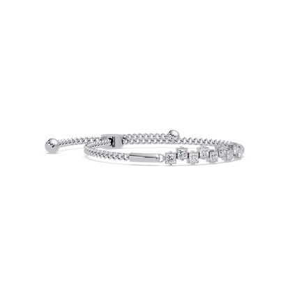 Princess Cut Lab Grown Diamond Adjustable Bracelet - HIGHCARAT DIAMONDS