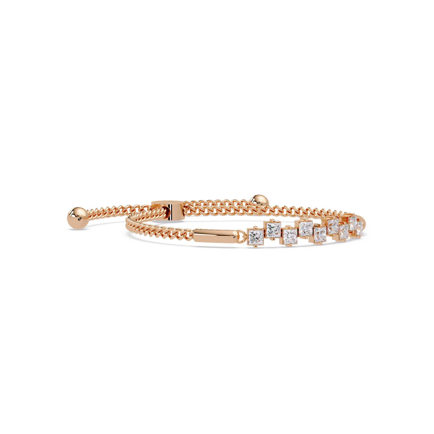 Princess Cut Lab Grown Diamond Adjustable Bracelet - HIGHCARAT DIAMONDS