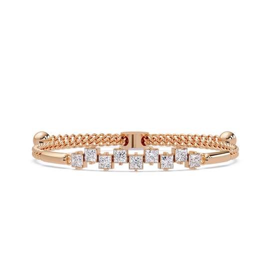Princess Cut Lab Grown Diamond Adjustable Bracelet - HIGHCARAT DIAMONDS