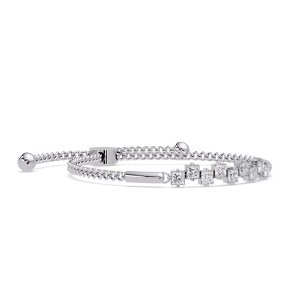 Princess Cut Lab Grown Diamond Adjustable Bracelet - HIGHCARAT DIAMONDS