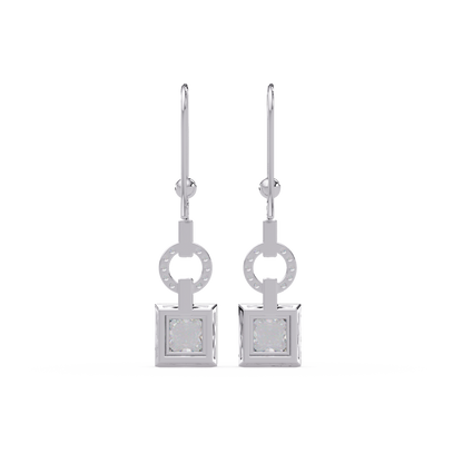 Princess Cut Lab Grown Diamond Circular Drop Earrings - HIGHCARAT DIAMONDS