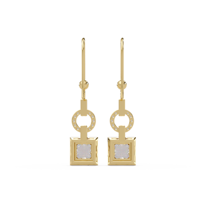 Princess Cut Lab Grown Diamond Circular Drop Earrings - HIGHCARAT DIAMONDS