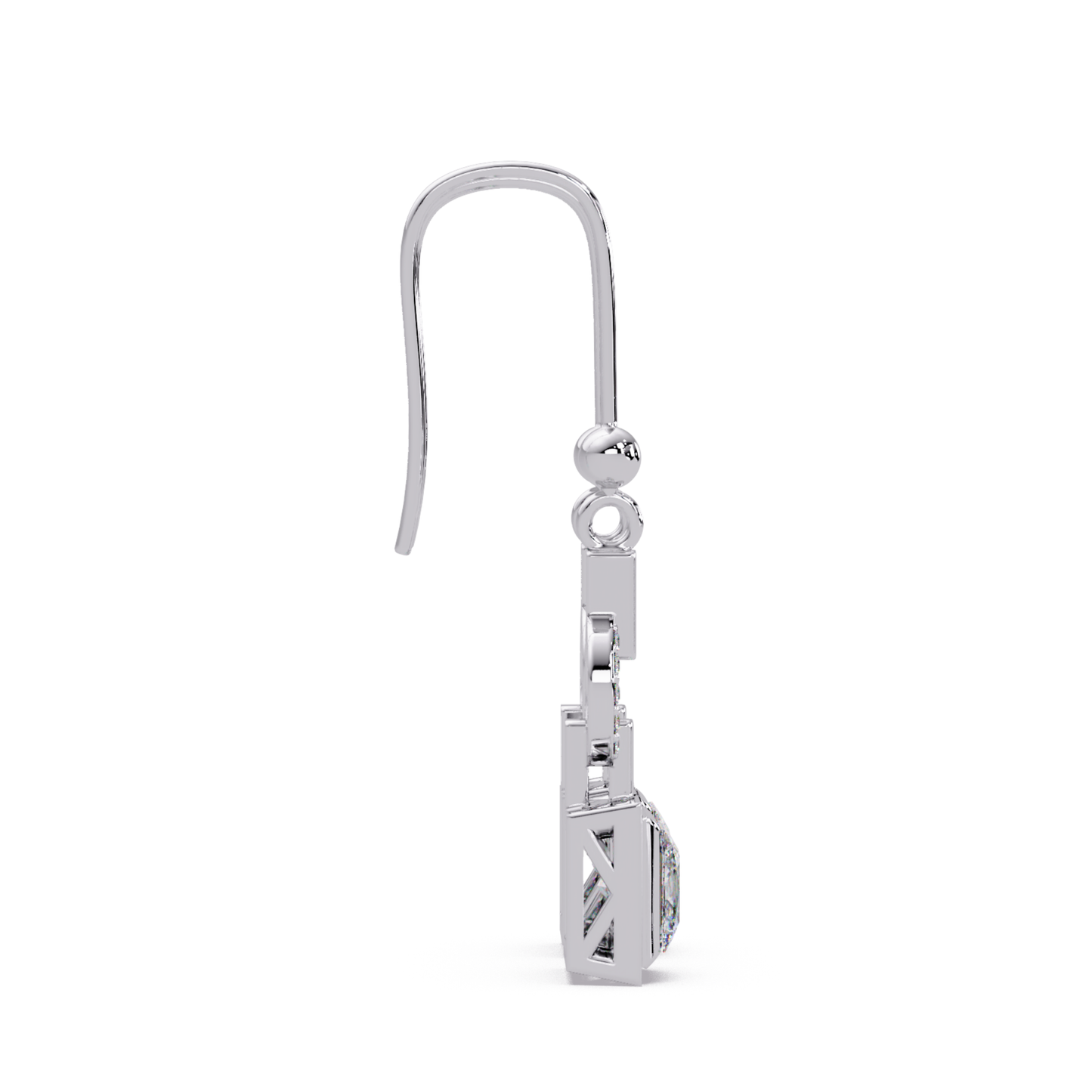Princess Cut Lab Grown Diamond Circular Drop Earrings - HIGHCARAT DIAMONDS