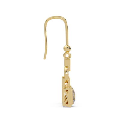 Princess Cut Lab Grown Diamond Circular Drop Earrings - HIGHCARAT DIAMONDS