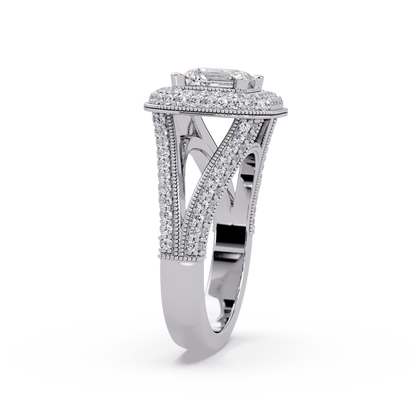 Princess Cut Lab Grown Diamond Double Halo Vintage Ring - HIGHCARAT DIAMONDS