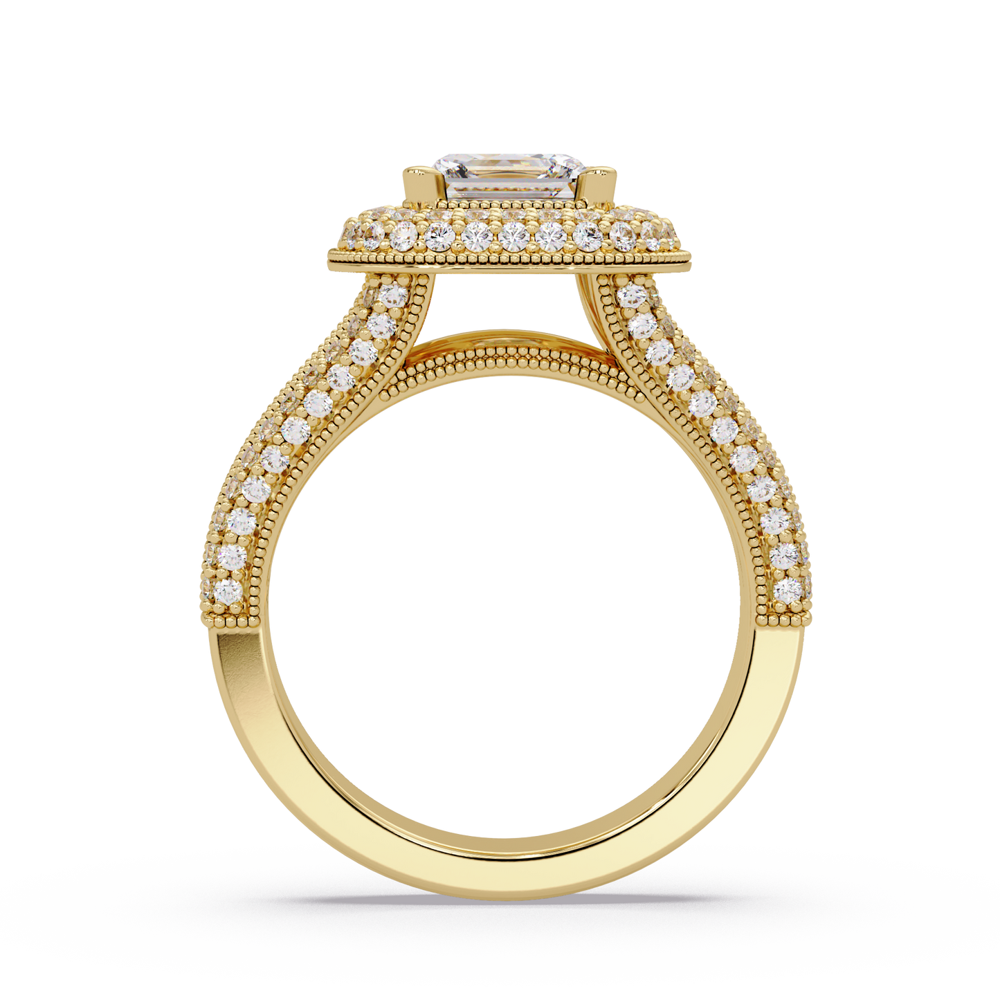 Princess Cut Lab Grown Diamond Double Halo Vintage Ring - HIGHCARAT DIAMONDS