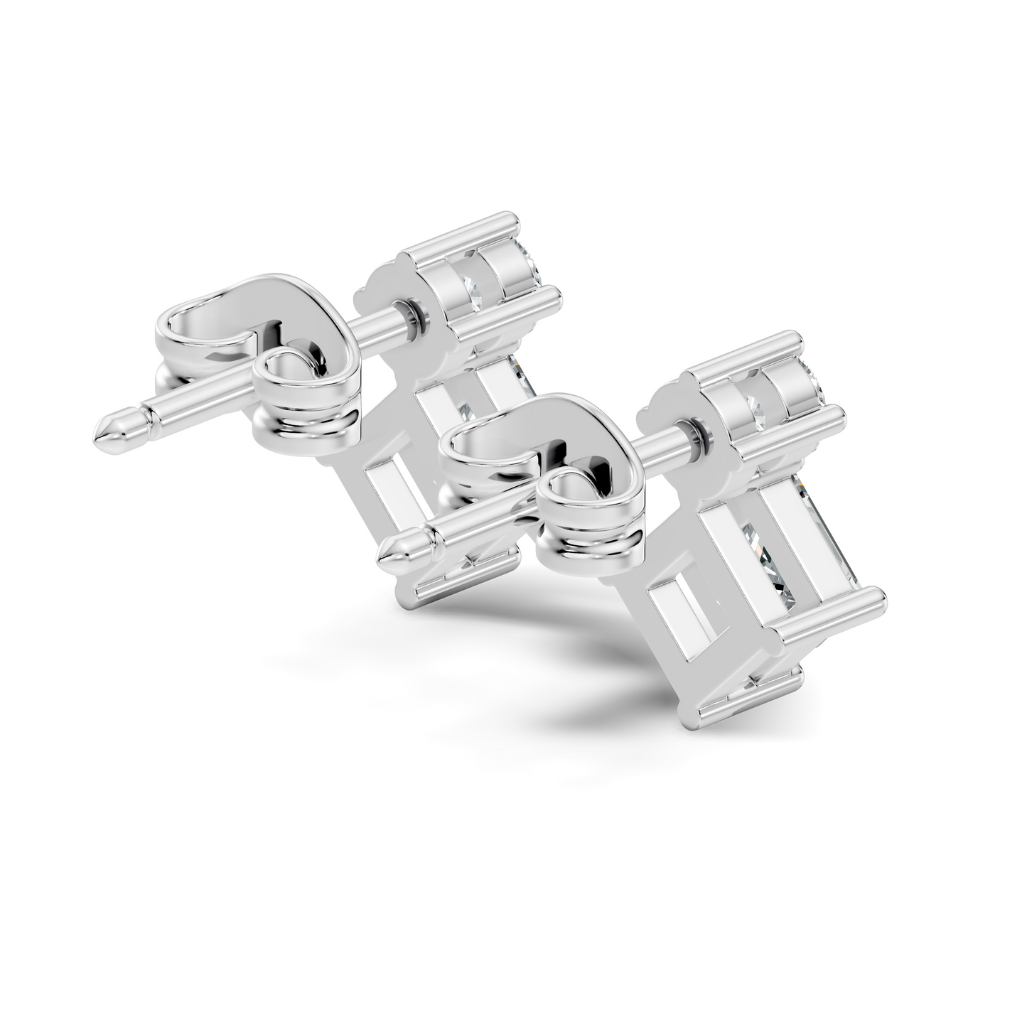 Princess & Round Shape Natural And Lab Grown Diamond 14k Solid Gold Classic Studs Diamond Earrings - HIGHCARAT DIAMONDS