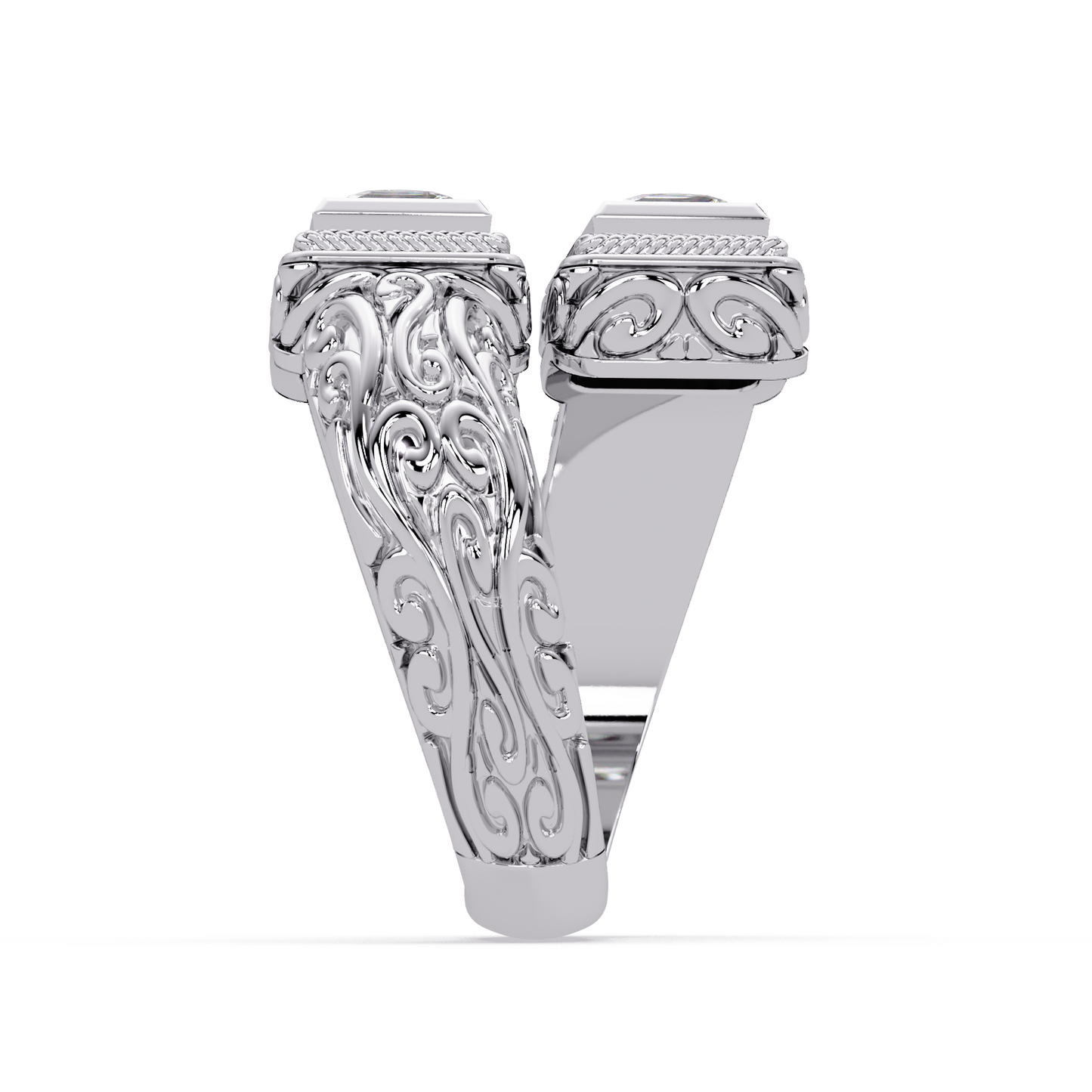 Princess Cut Lab Grown Diamond Dual Square Open Ring - HIGHCARAT DIAMONDS