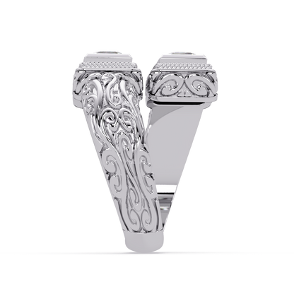 Princess Cut Lab Grown Diamond Dual Square Open Ring - HIGHCARAT DIAMONDS
