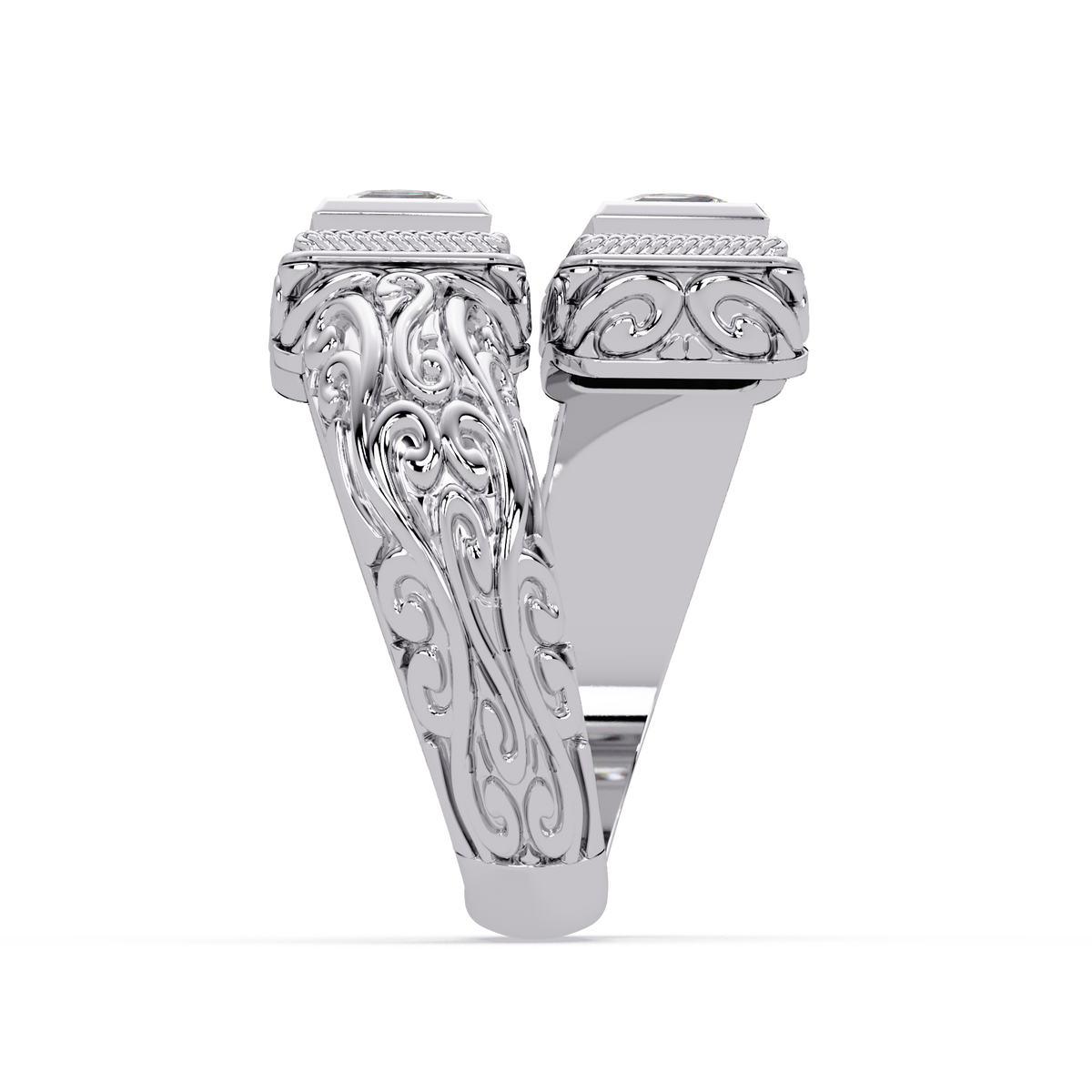 Princess Cut Lab Grown Diamond Dual Square Open Ring - HIGHCARAT DIAMONDS