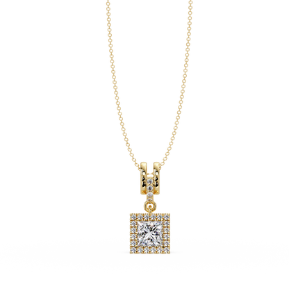 Princess Cut Lab Grown Diamond Halo Pendant - HIGHCARAT DIAMONDS