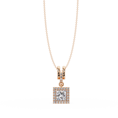 Princess Cut Lab Grown Diamond Halo Pendant - HIGHCARAT DIAMONDS