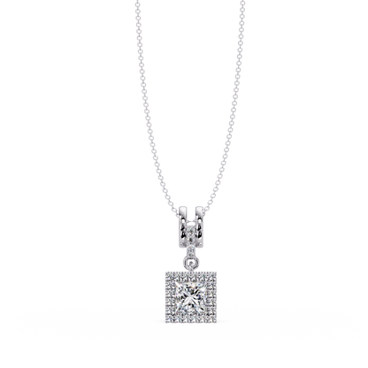 Princess Cut Lab Grown Diamond Halo Pendant - HIGHCARAT DIAMONDS