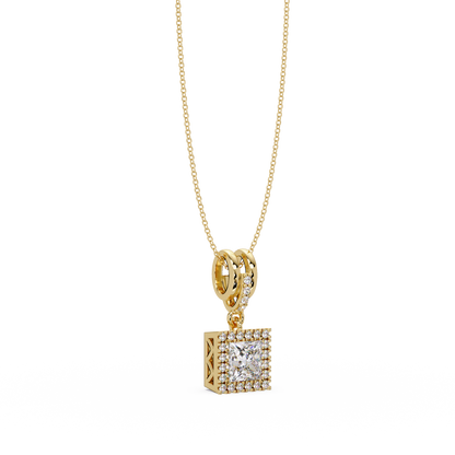 Princess Cut Lab Grown Diamond Halo Pendant - HIGHCARAT DIAMONDS