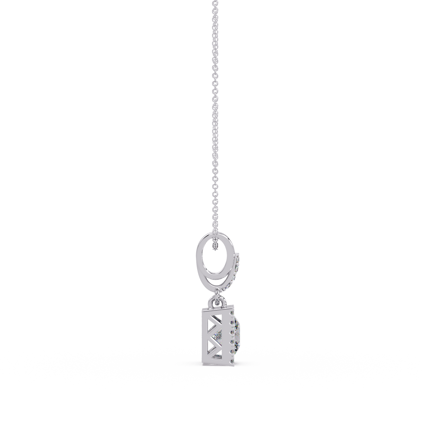 Princess Cut Lab Grown Diamond Halo Pendant - HIGHCARAT DIAMONDS