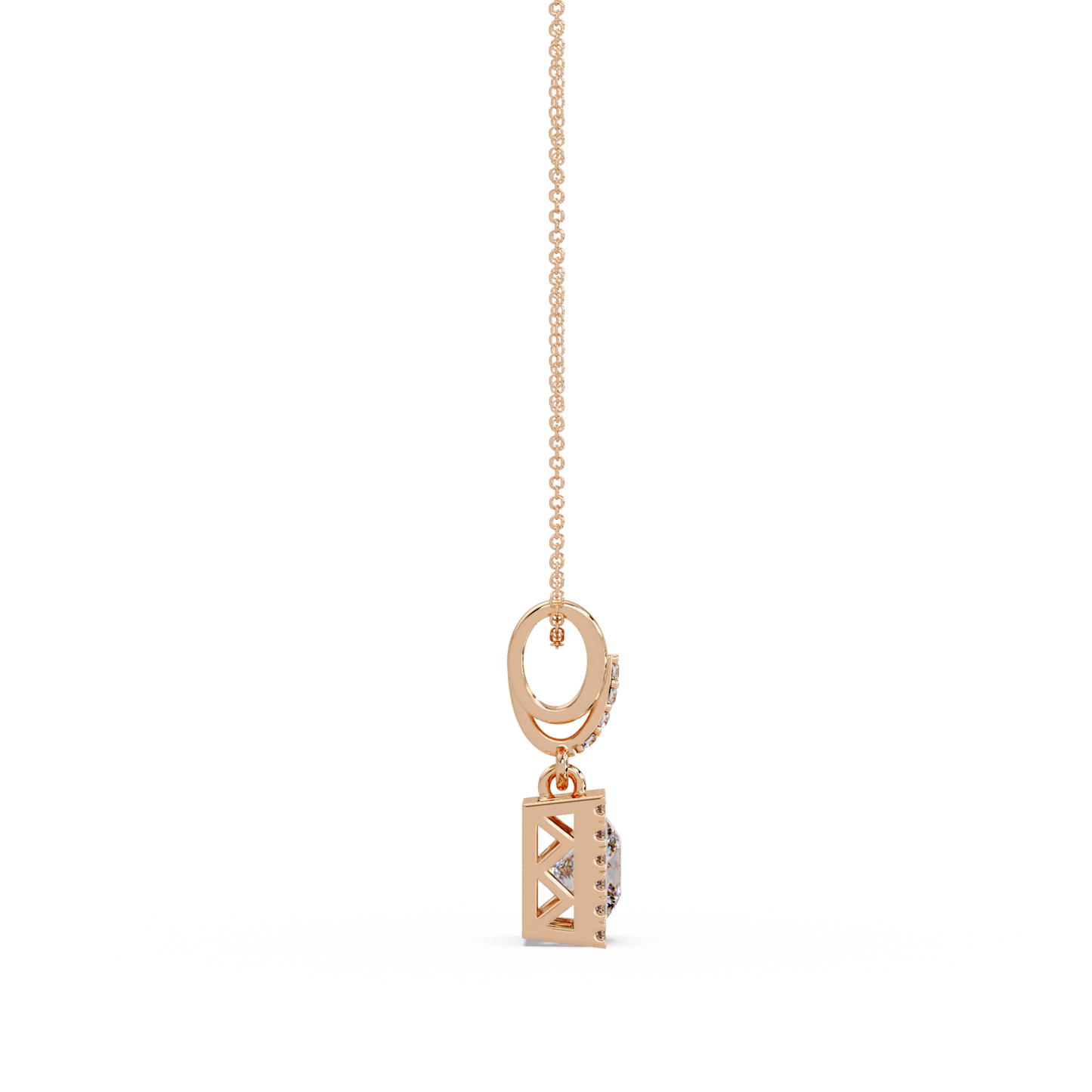 Princess Cut Lab Grown Diamond Halo Pendant - HIGHCARAT DIAMONDS